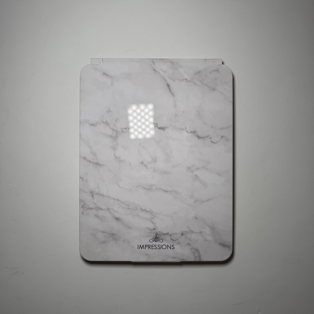 Impressions Vanity Touch Pad Rechargeable LED Makeup Mirror Flip Cover Marble